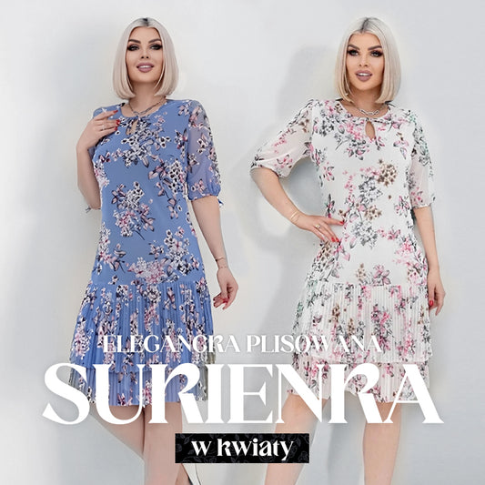 🌹Elegancka szyfonowa długa plisowana sukienka z krótkim rękawem