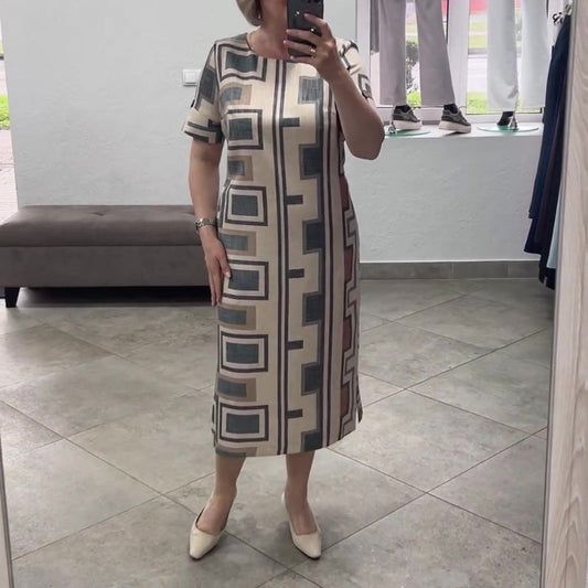 Sukienka damska z okrągłym dekoltem