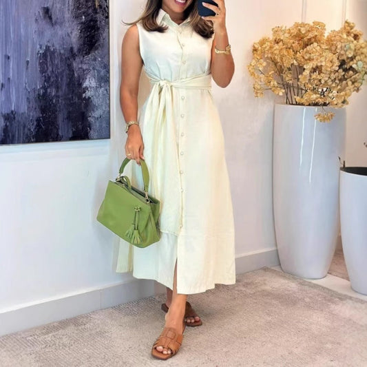 🔥 Bluza-Sukienka bez rękawów - Klasyczny kołnierzyk & elegancki krój! 👗