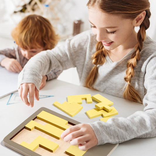 🧩 Drewniane puzzle Tangram – 7 kolorowych geometrycznych kształtów do kreatywnej nauki i rozwoju logicznego myślenia 🔺🔷