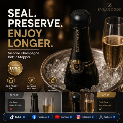 🍾 ✨ Korek do wina i szampana – Zakręcana blokada, utrzymuje bąbelki świeże przez wiele dni🥂