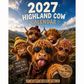 Zabawny kalendarz ścienny na rok 2027 z szkocką krową (Highland Cow) | Wiszący kalendarz formatu A4 | Projekt: Isabel Kline