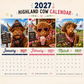 Zabawny kalendarz ścienny na rok 2027 z szkocką krową (Highland Cow) | Wiszący kalendarz formatu A4 | Projekt: Isabel Kline