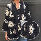 Damski top z falbanką z nadrukiem w stylu boho