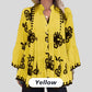 Damski top z falbanką z nadrukiem w stylu boho