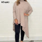 Damski sweter z nieregularnym golfem z dzianiny w stylu casual