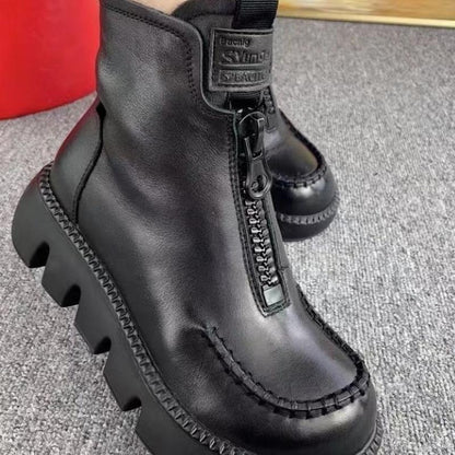 🔥Ciepłe krótkie buty damskie w stylu retro ze skóry PU👢