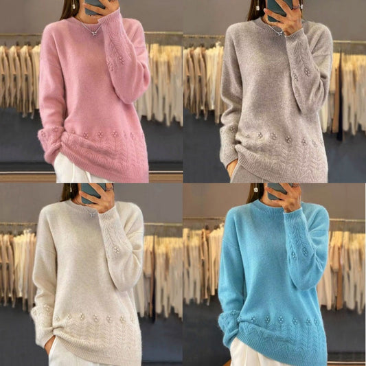 💖Damski sweter z dzianiny w jednolitym kolorze w stylu retro