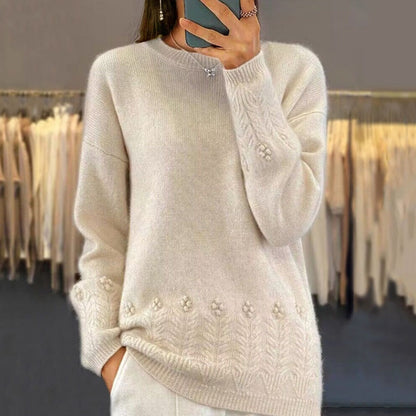 💖Damski sweter z dzianiny w jednolitym kolorze w stylu retro