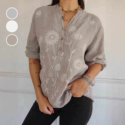 🌿Elegancki damski top z nadrukiem z dekoltem w szpic