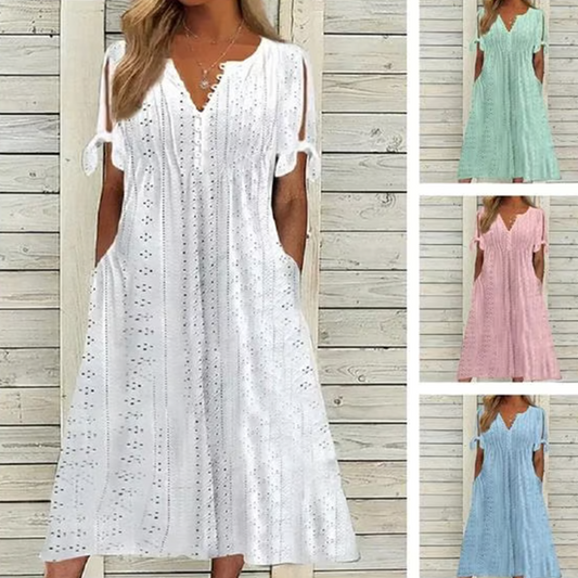 👗Elegancka damska sukienka z dekoltem w szpic