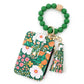 Damskie etui na karty w stylu boho z bransoletką z koralików i brelokiem z frędzlami