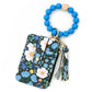 Damskie etui na karty w stylu boho z bransoletką z koralików i brelokiem z frędzlami