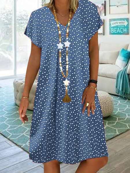 💝 Kobiet kwiatowy w rozmiarze V-Neck Midi Dress🌹