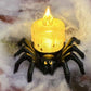 Halloweenowa świeczka LED z przerażającym pająkiem