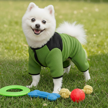 Ciepły płaszcz dla czworonogów z uprzężą