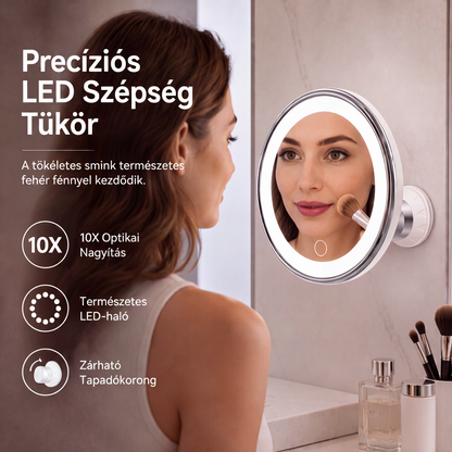 🔥 50% ZNIŻKI! Lusterko Powiększające 10x z LED – Idealne do Makijażu i Pielęgnacji, Przyssawka w Zestawie