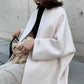 Zimowy elegancki damski długi płaszcz w jednolitym kolorze